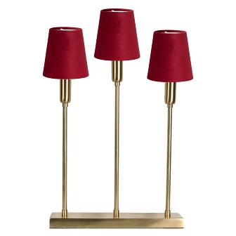 Lampa świąteczna Soft złota mała czerwone abażury